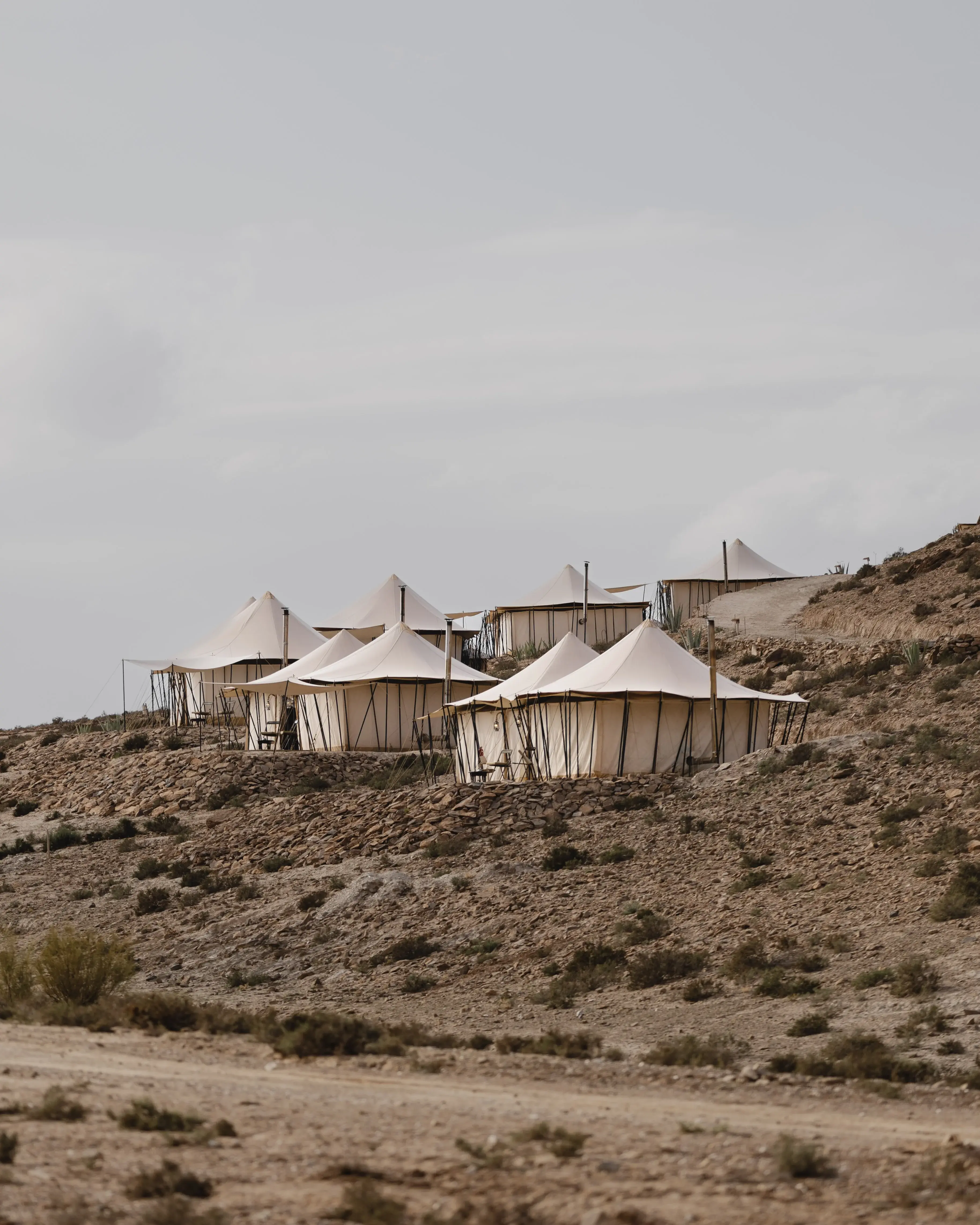 A camp of tents in the desert